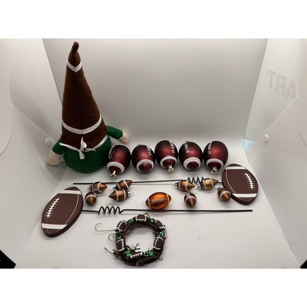 NFL Football Christmas Ornament Lot Mini Helmets Logo Ornaments Gnome‎ Holiday